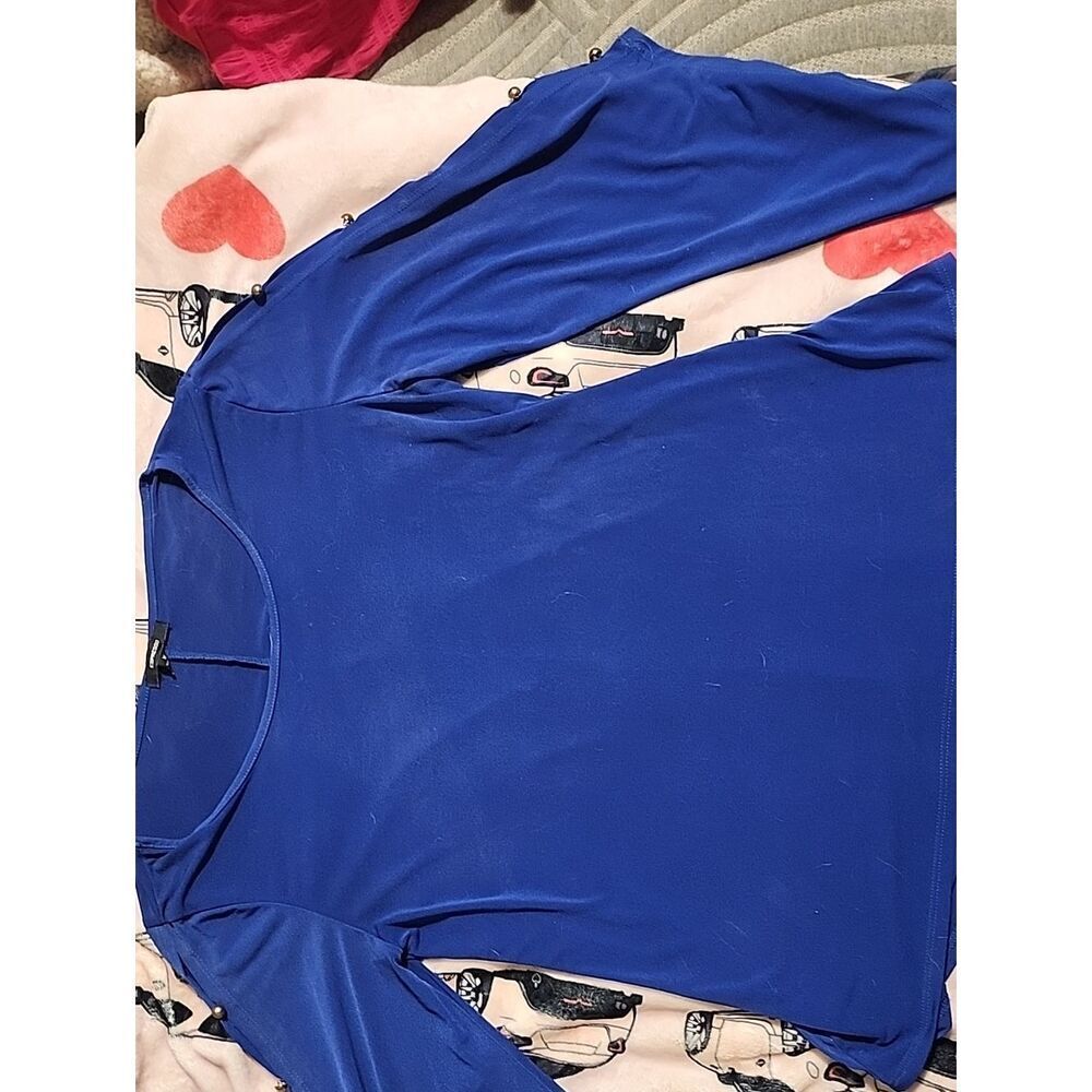 Espresso Royal Blue Long Sleeve Stretch Crew Top